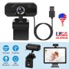 FHD 1080P USB Webcam w/ 360° Rotatable Clip Streaming USB Camera Plug And Play For PC Video Conferencing Gaming Facetime Broadcast