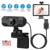 FHD 1080P USB Webcam w/ 360° Rotatable Clip Streaming USB Camera Plug And Play For PC Video Conferencing Gaming Facetime Broadcast