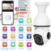 E27 WiFi Bulb Camera 1080P FHD WiFi IP Pan Tilt Security Surveillance Camera with Two-Way Audio Full Color Night Vision Flood Light Motion Tracking Si