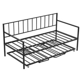 VEVOR Twin Daybed Frame Height Adjustable DayBed w/ Trundle Charging Station LED