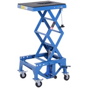 Durhand Hydraulic Motorcycle Scissor Jack Lift 300 Lbs with Foot Step Wheels for Dirt Bikes Manual Hoist Table Black