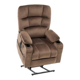 Vevor Power Lift Recliner Chair, Large-Regular Lay Flat Dual Motor Sofa with Massage and Heat for Elderly People, Cup Holders, USB Ports