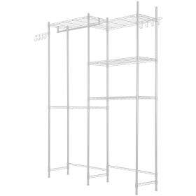 VEVOR Over The Washer and Dryer Storage Shelf, 5 Tier Laundry Room Drying Rack with Hanger Rod and Hooks, Adjustable Over Washer and Dryer Shelves