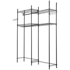 VEVOR Over The Washer and Dryer Storage Shelf, 4 Tier Laundry Room Drying Rack with Hanger Rod and Hooks, Adjustable Over Washer and Dryer Shelves