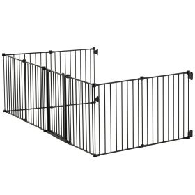 Baby Gate 192 Inch Extra Wide 28 Inch High 8-Panel Foldable Dog Gate Black
