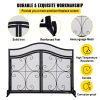 VEVOR Fireplace Screen, 39 x 26.6 Inch, Double Door Iron Freestanding Spark Guard with Support, Metal Mesh Craft