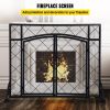 VEVOR Fireplace Screen, 44 x 33 Inch, Double Door Iron Freestanding Spark Guard with Support, Metal Mesh Craft