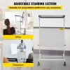 VEVOR Stand Up Lectern, Height Adjustment Portable Pulpit, Lectern Podium with 4 Rolling Casters, Lower Storage Shelf Floor Lectern Podium