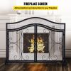 VEVOR Fireplace Screen, 39 x 26.6 Inch, Double Door Iron Freestanding Spark Guard with Support, Metal Mesh Craft