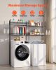 VEVOR Over The Washer and Dryer Storage Shelf, 4 Tier Laundry Room Drying Rack with Hanger Rod and Hooks, Adjustable Over Washer and Dryer Shelves