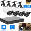 FHD 1080P 4CH Home Security Camera System Night Vision H.265 DVR IP66 Waterproof