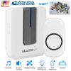 Wireless Doorbells Rings 1000FT Operating Range IP44 Waterproof Door Chime W/ 1 Plug Receiver Chimes 52 Melodies LED Indicator Bells for Office Apartm