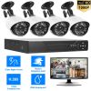 FHD 1080P 4CH Home Security Camera System Night Vision H.265 DVR IP66 Waterproof