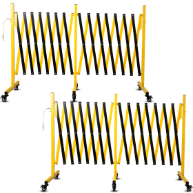 Metal Expandable Barricade,Folding Security Gate Safety Barrier with Casters,Mobile Barrier Gate, Adjustable Traffic Fence for Road Construction (size: 17Ft*2)